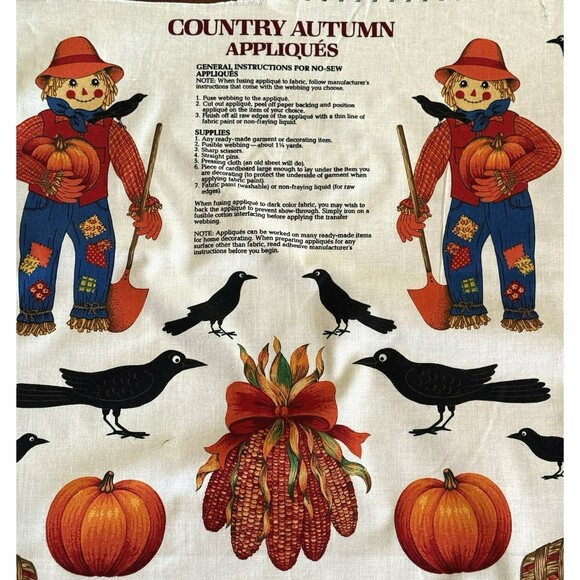 Fall Country Autumn Appliques Fabric Cut & Sew Scarecrow Sewing Crafts Pumpkins - Picture 2 of 6